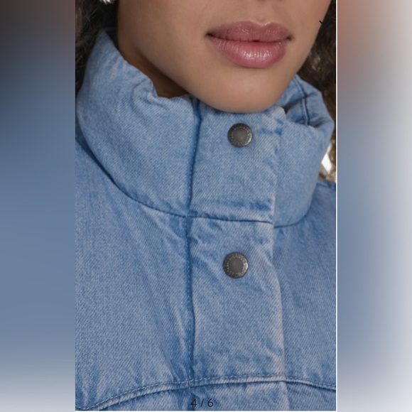Levi’s Denim Women’s Med/Light Wash Zip Snap Puffer Vest Size Medium (8-10) NWT - Picture 3 of 16